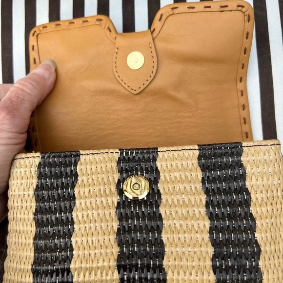 Henri Bendel Dark Brown and Tan Raffia Clutch/Wristlet - Picture 5 of 12